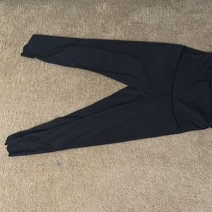 Reversible black LuLu tights with mesh detail on leg